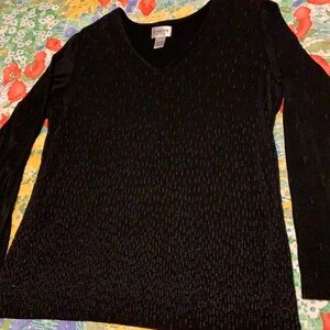 Chico’s Travelers Beaded Black Top